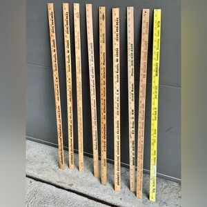 (Lot of 9) Vtg Grand Rapids Michigan Advertising Wooden Measuring Yardsticks